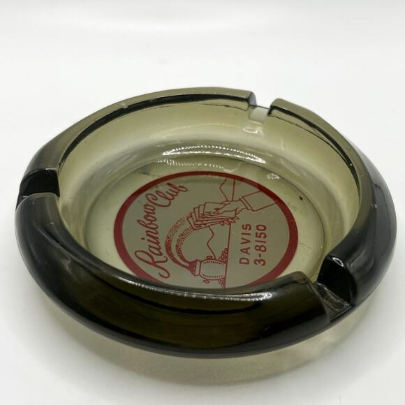 Vintage Original Rainbow Club Casino Smoked Gray Advertising Ashtray DAVIS - Picture 3 of 4